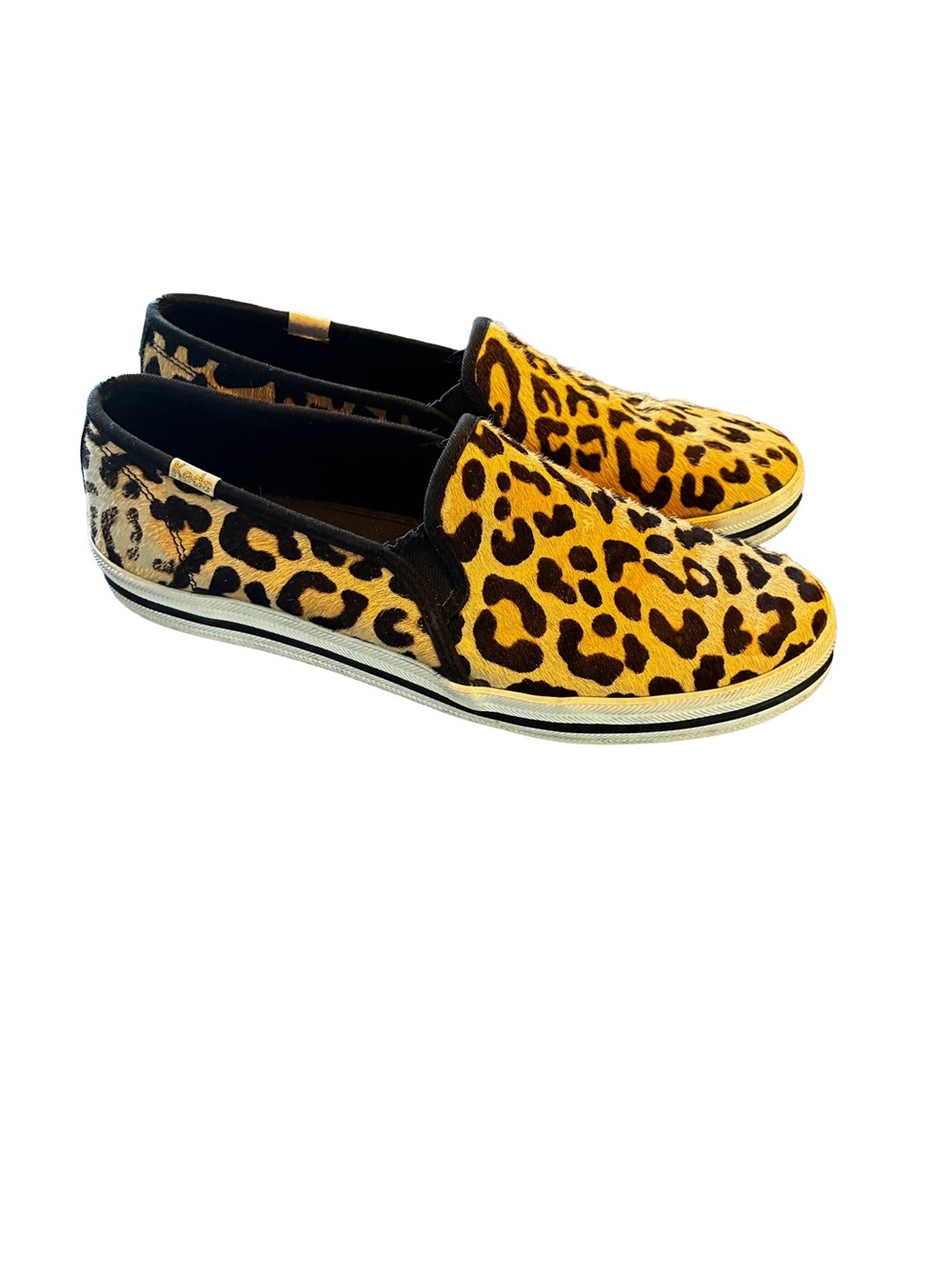 Keds x Kate Spade Double Decker Leopard Calf Hair Slip-On Sneakers Size 8